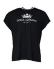 Dolce & Gabbana Navy Blue Logo Crown Cotton Crew-Neck T-Shirt