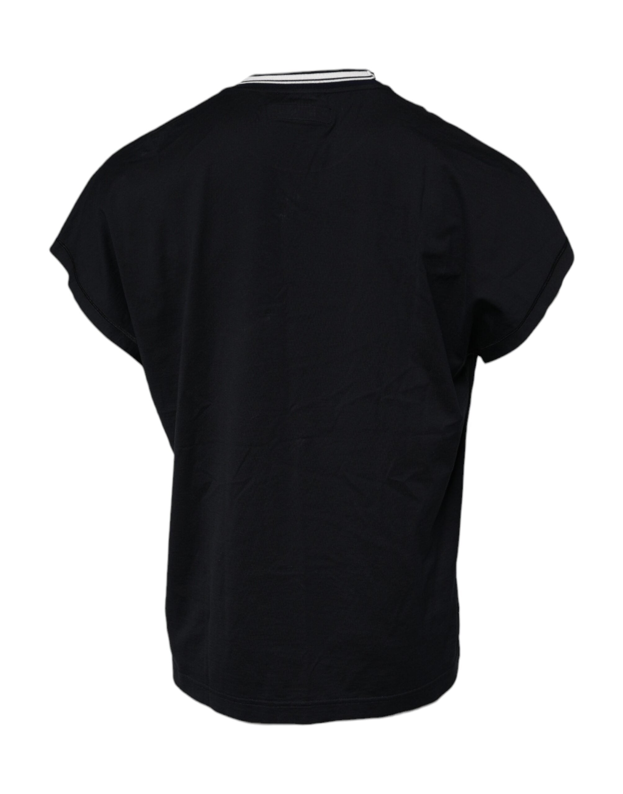Dolce & Gabbana Navy Blue Logo Crown Cotton Crew-Neck T-Shirt