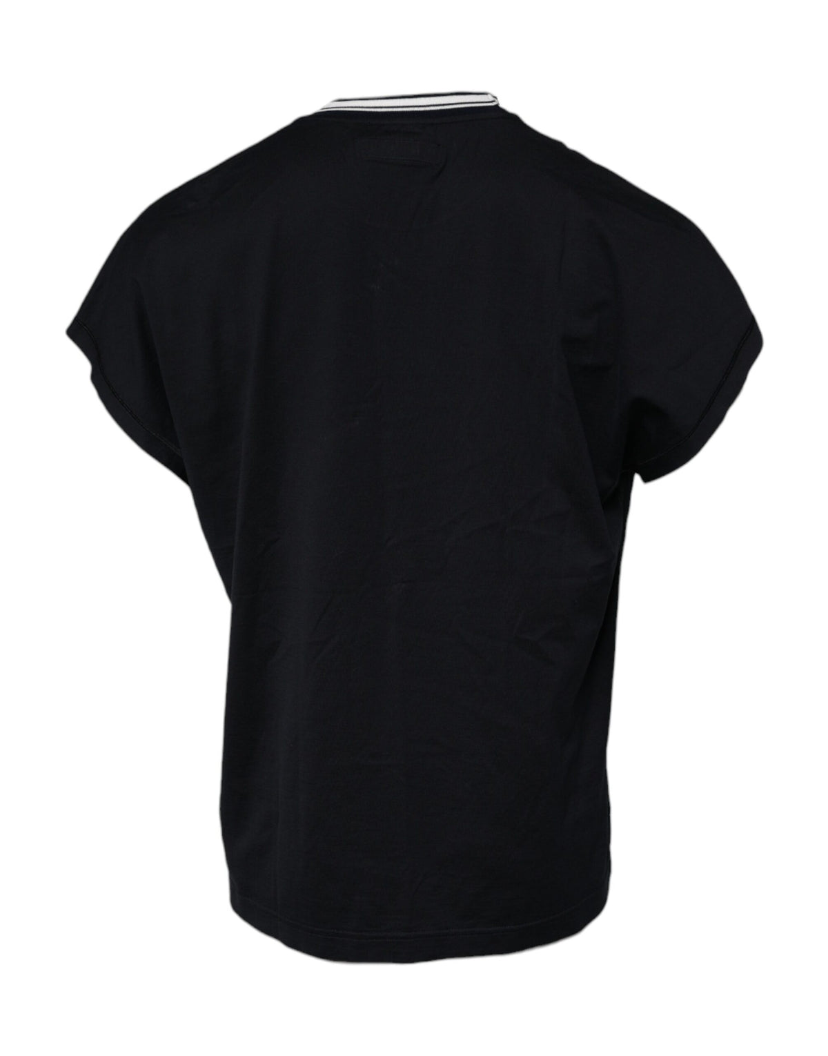Dolce & Gabbana Navy Blue Logo Crown Cotton Crewneck T-Shirt