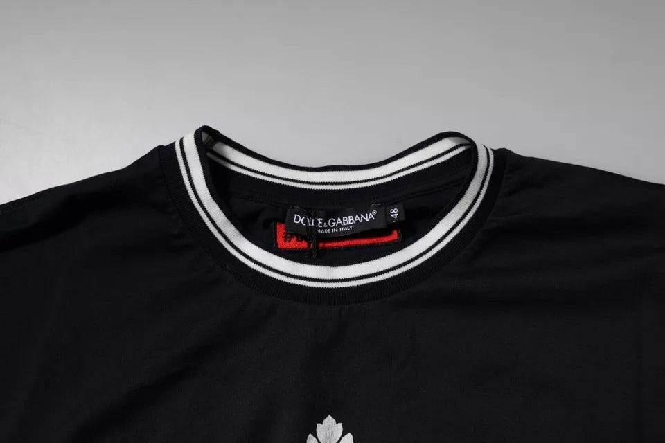 Dolce & Gabbana Navy Blue Logo Crown Cotton Crewneck T-Shirt