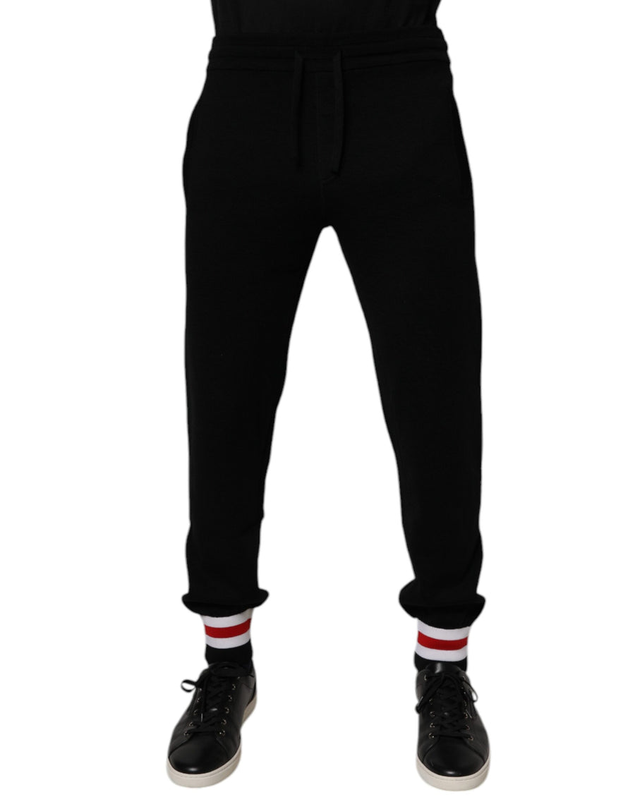 Dolce & Gabbana Black Mid-Rise Wool Joggers