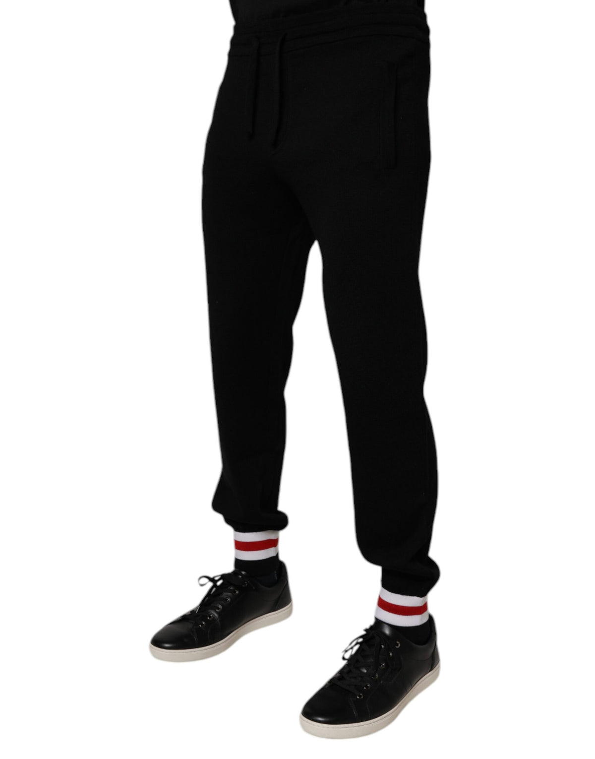 Dolce & Gabbana Black Mid-Rise Wool Joggers