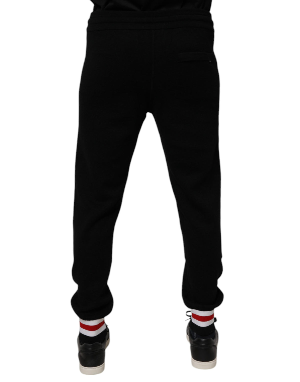 Dolce & Gabbana Black Mid-Rise Wool Joggers