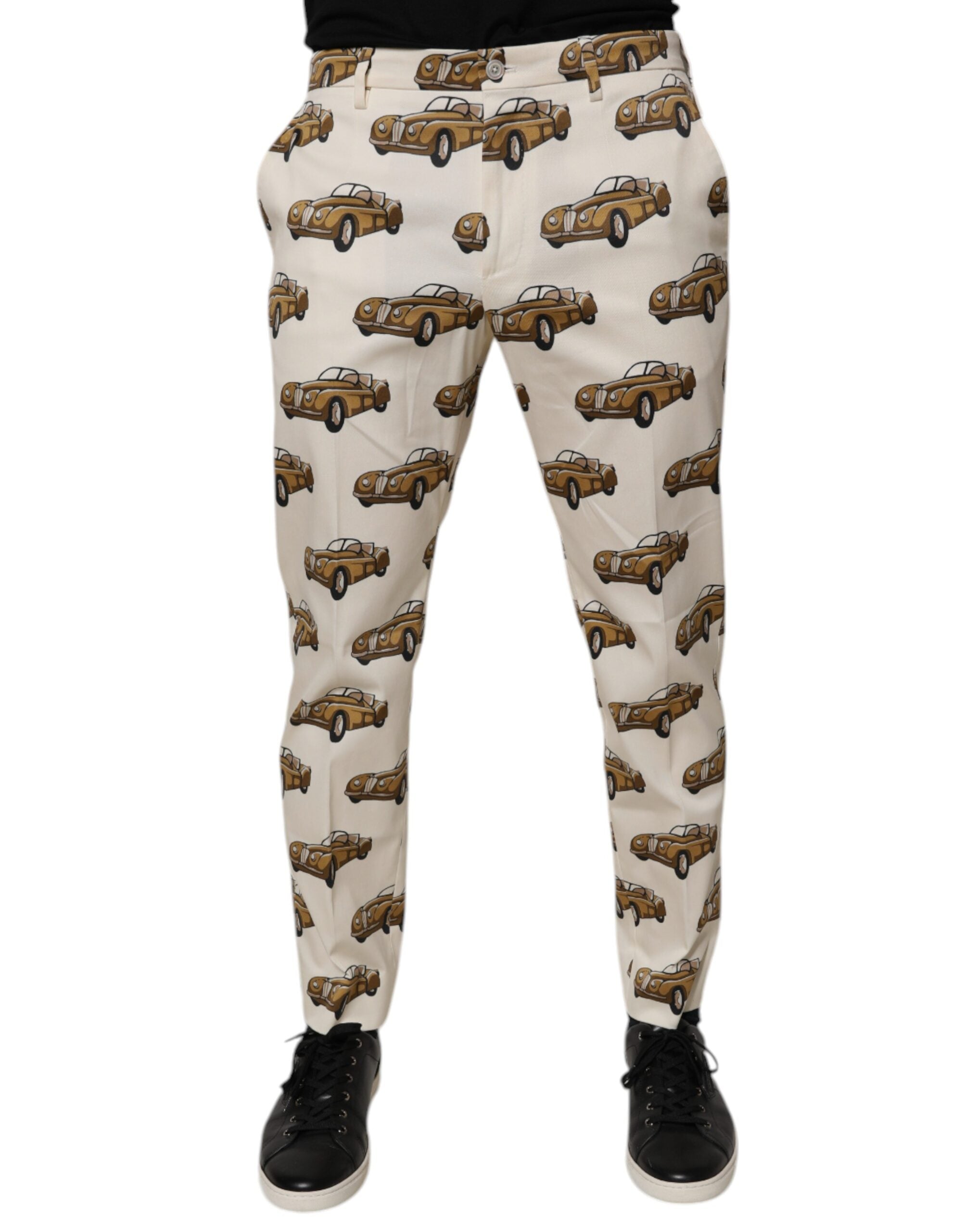 Dolce & Gabbana Off White Cars Baumwolle Skinny Herren Jeans