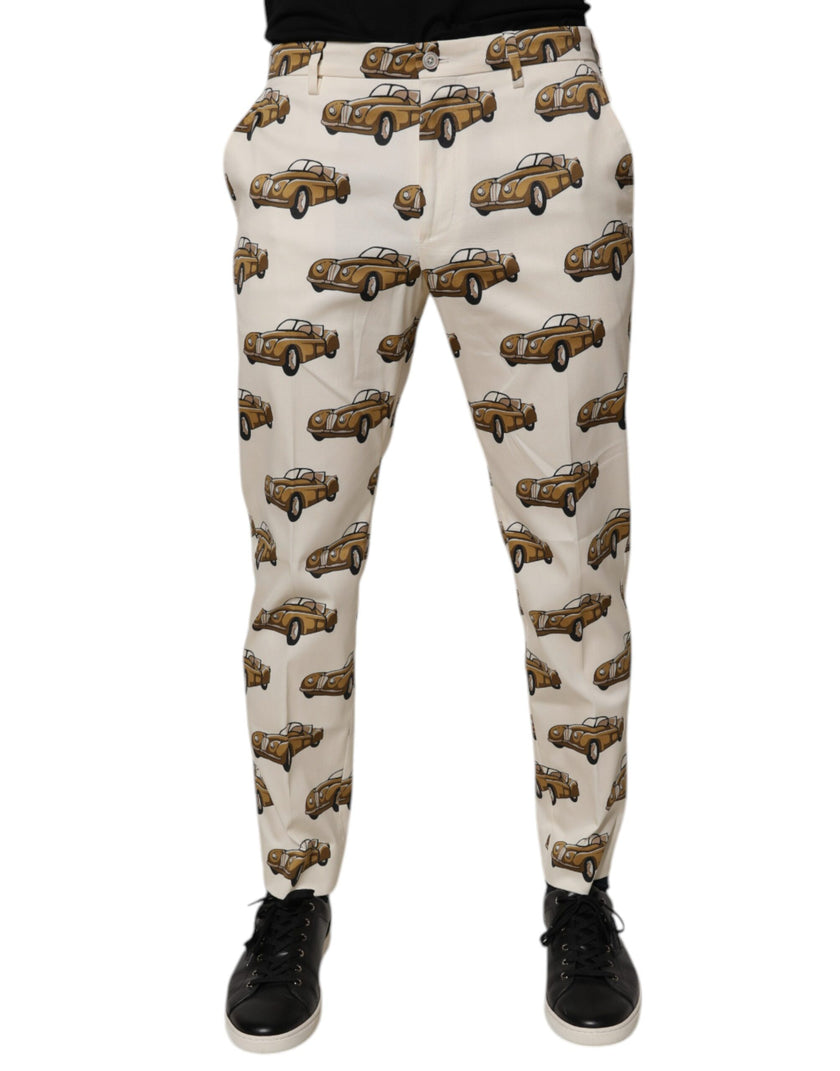 Dolce & Gabbana Off White Cars Baumwolle Skinny Herren Jeans