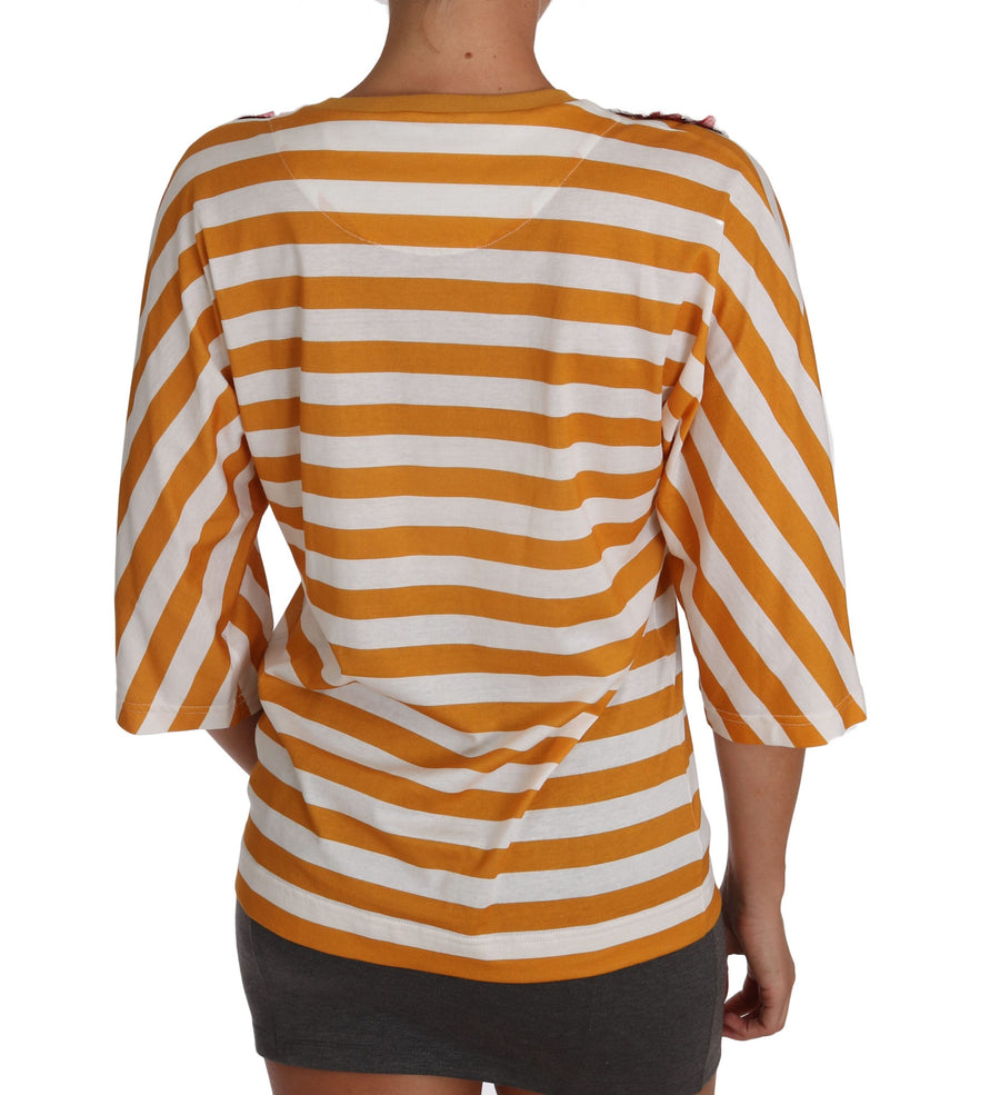 Dolce & Gabbana White Orange FIRENZE Top T-Shirt