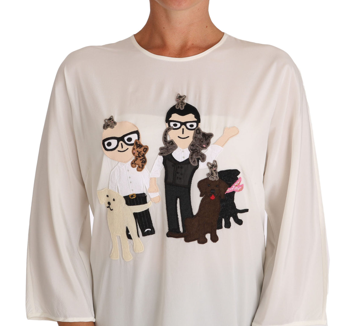 Dolce & Gabbana Weißes Seiden-T-Shirt #dgfamily Bluse