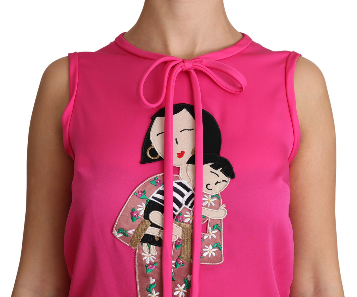Dolce & Gabbana Rosa Familie Seide Tank Mama Bluse Top Shirt