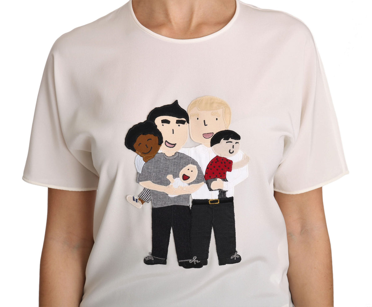 Dolce & Gabbana Weißes Seidenstretch-T-Shirt #dgfamily
