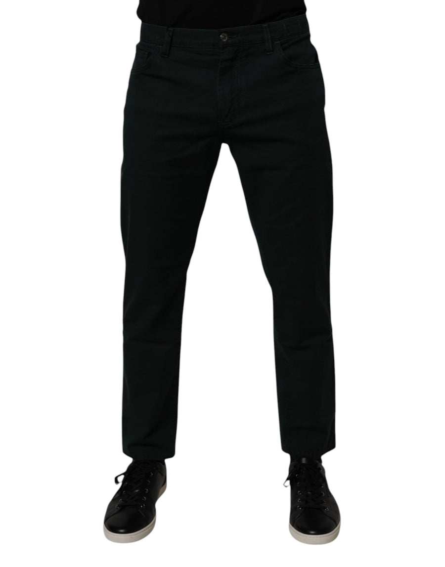 Dolce & Gabbana Dunkelgrüne Baumwolle Lose Herren Denim Jeans