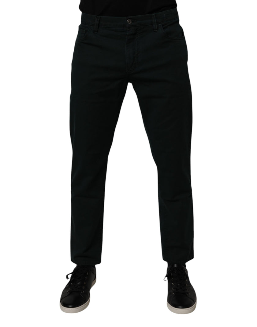 Dolce & Gabbana Dunkelgrüne Baumwolle Lose Herren Denim Jeans