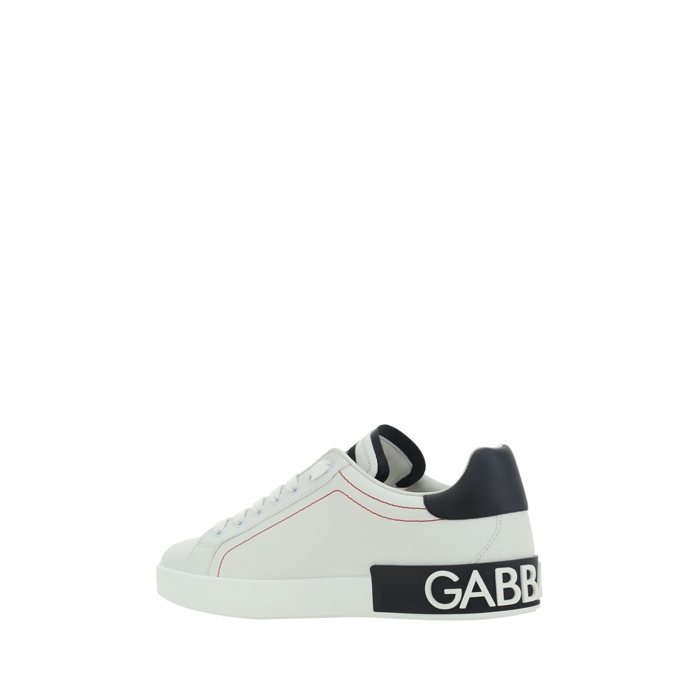 Dolce & Gabbana White Bos Taurus Calfskin Low-Top Sneakers