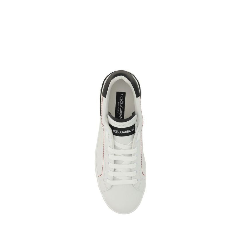 Dolce & Gabbana Weiße Low-Top-Sneaker aus Kalbsleder Bos Taurus
