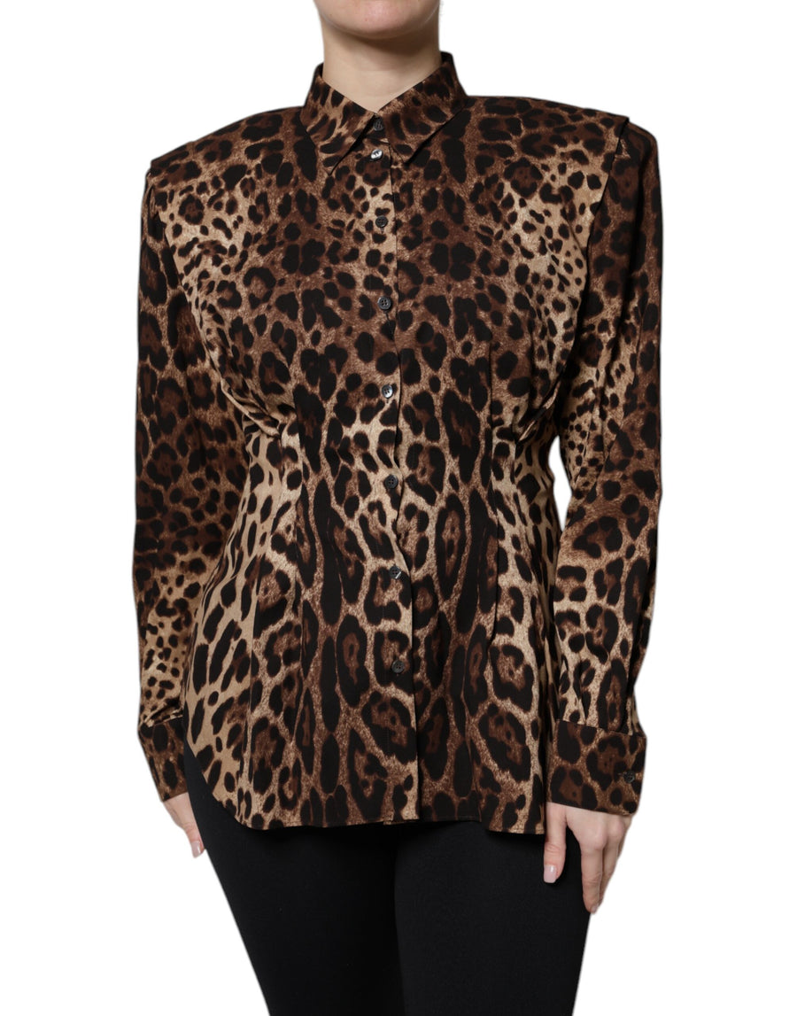 Dolce & Gabbana Brown Leopard Silk Button-Front Jacket