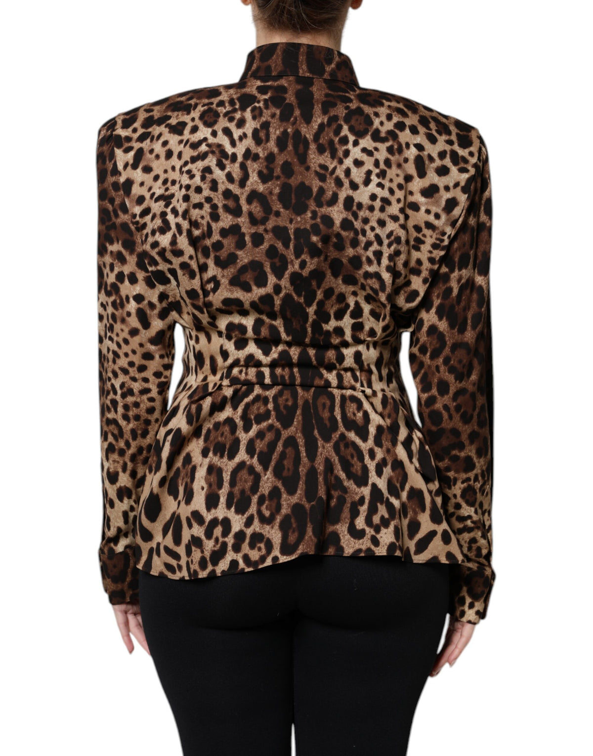 Dolce & Gabbana Brown Leopard Silk Button-Front Jacket