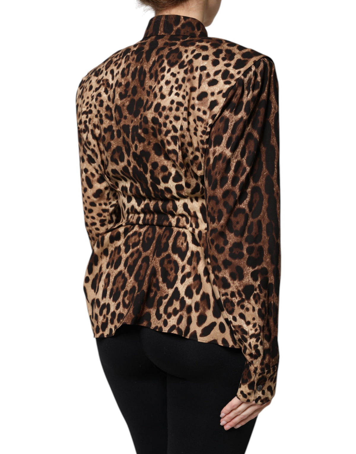 Dolce & Gabbana Brown Leopard Silk Button-Front Jacket