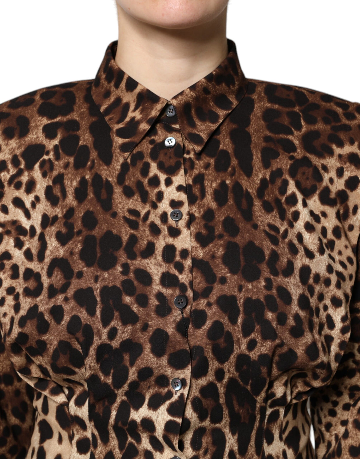 Dolce & Gabbana Brown Leopard Silk Button-Front Jacket
