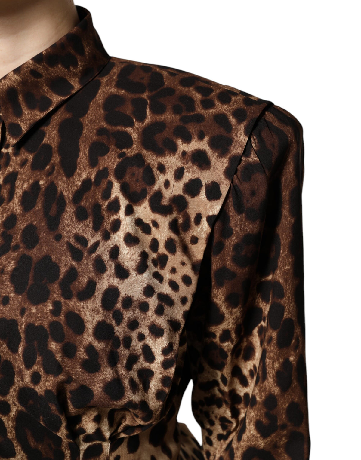 Dolce & Gabbana Brown Leopard Silk Button-Front Jacket