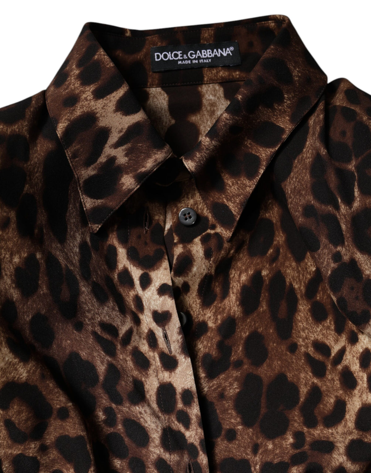 Dolce & Gabbana Brown Leopard Silk Button-Front Jacket