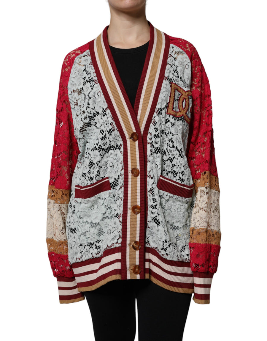 Dolce & Gabbana Multicolor Floral Lace Knit Cardigan