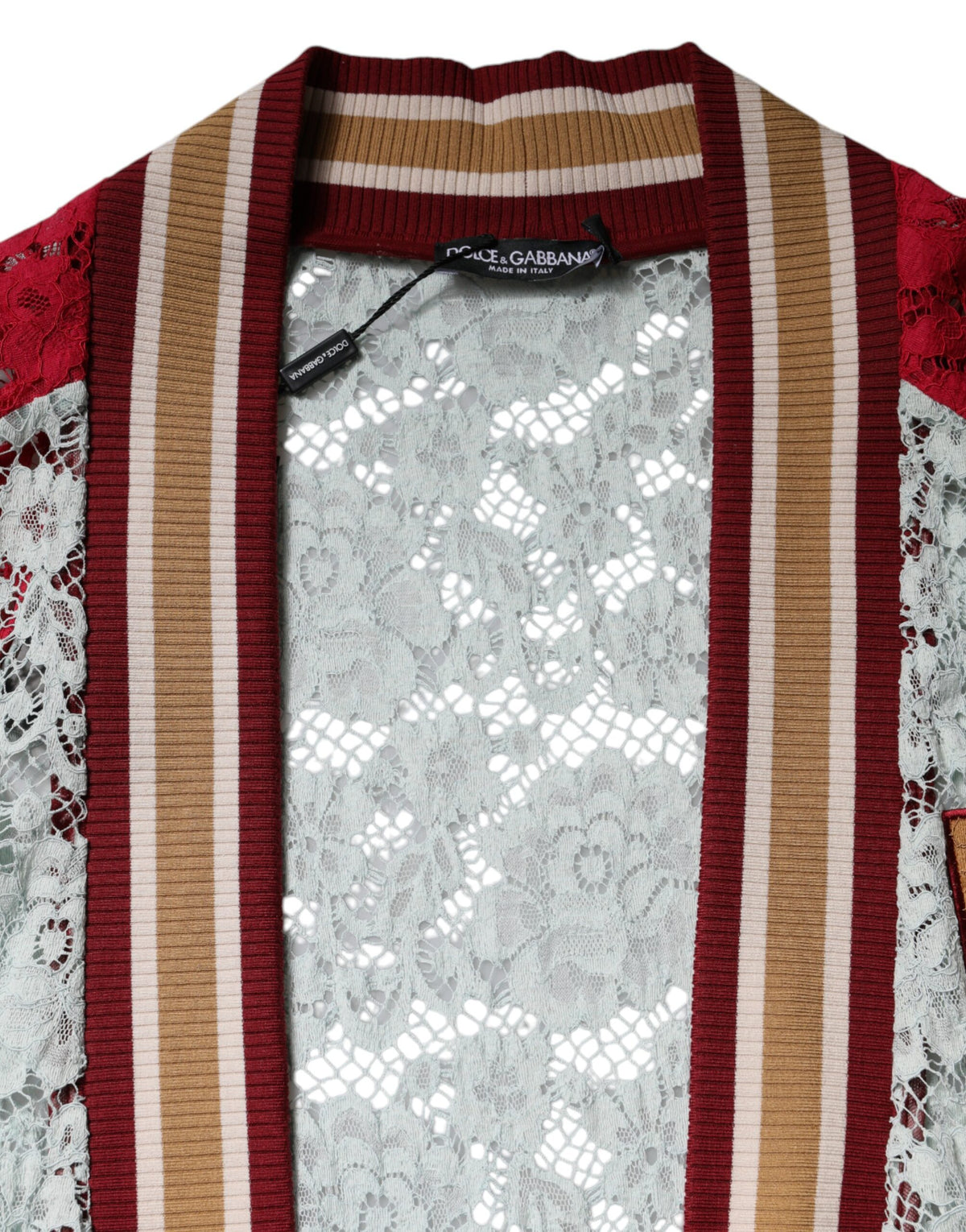 Dolce & Gabbana Mehrfarbige Strickjacke mit floraler Spitze