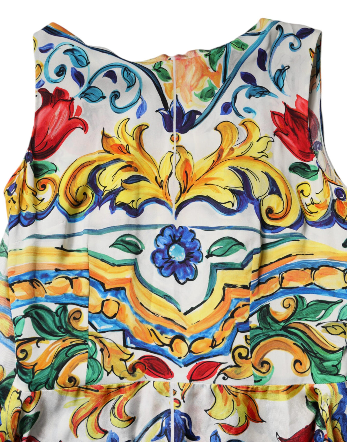 Dolce & Gabbana Multicolor Majolika Kaftan Kurzärmeliges Maxikleid