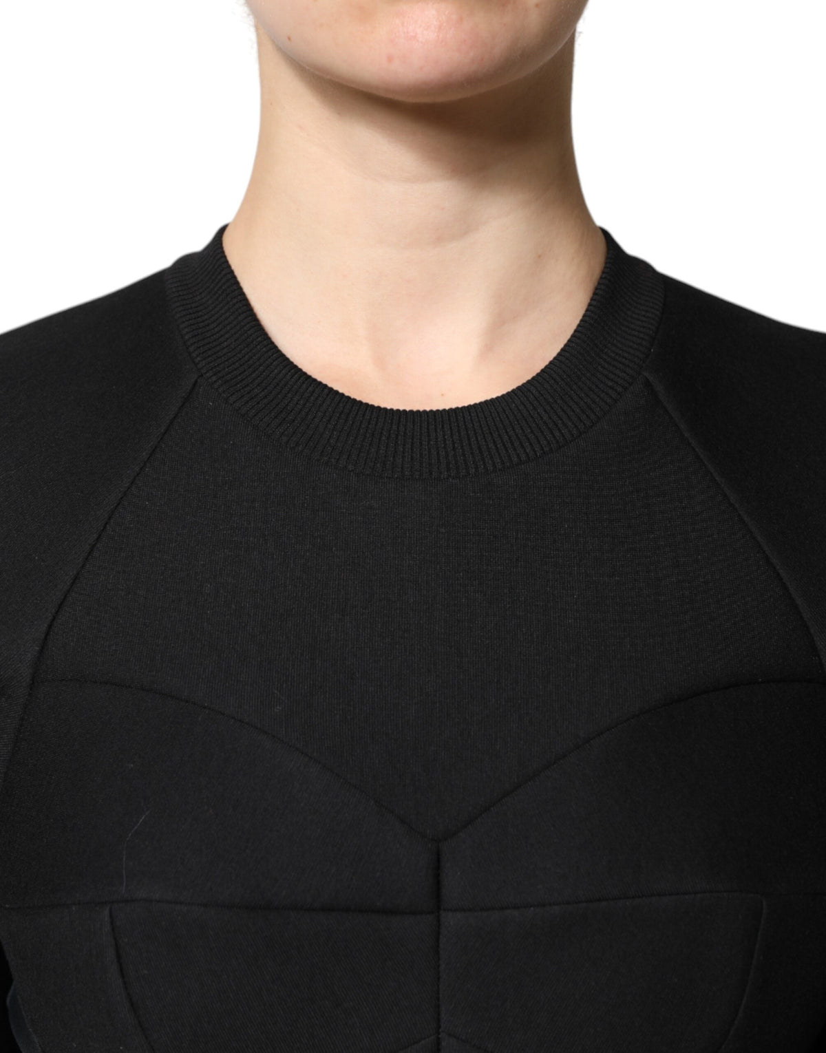 Dolce & Gabbana Schwarzes Baumwoll-Minikleid mit langen Ärmeln und A-Linie