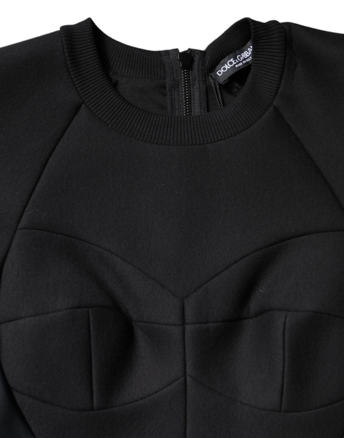 Dolce & Gabbana Schwarzes Baumwoll-Minikleid mit langen Ärmeln und A-Linie