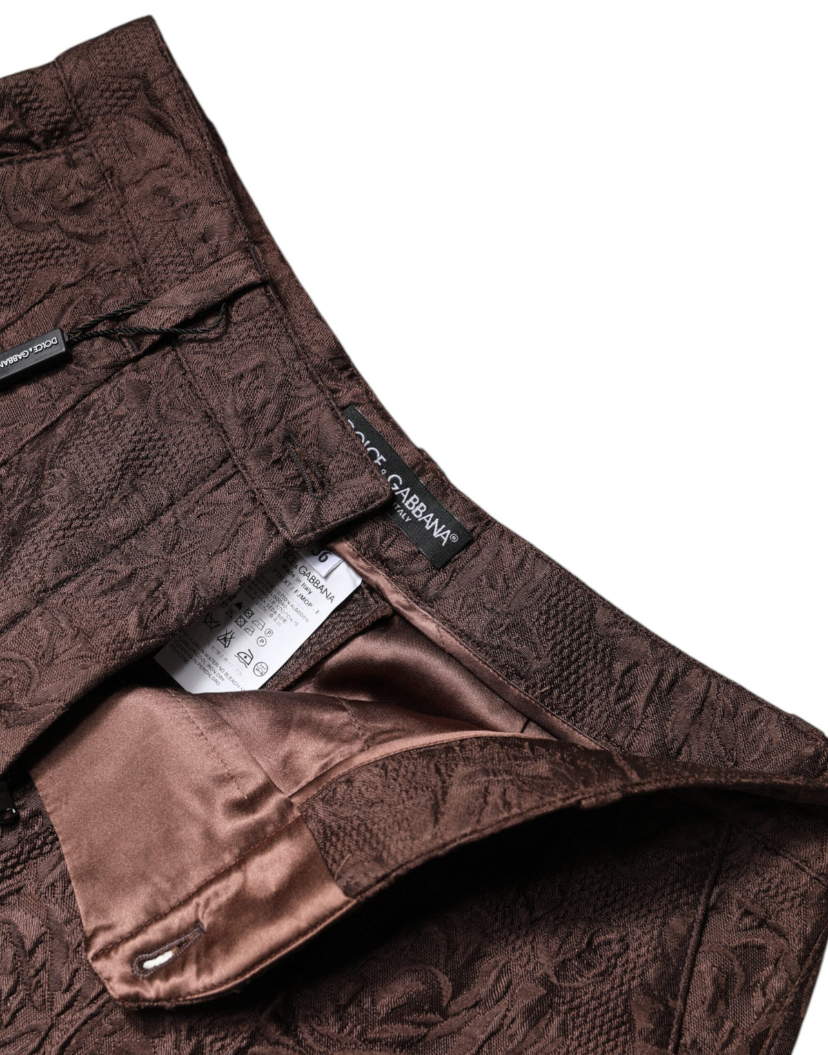 Dolce & Gabbana Brown Floral Brocade Mid-Rise Mini Shorts