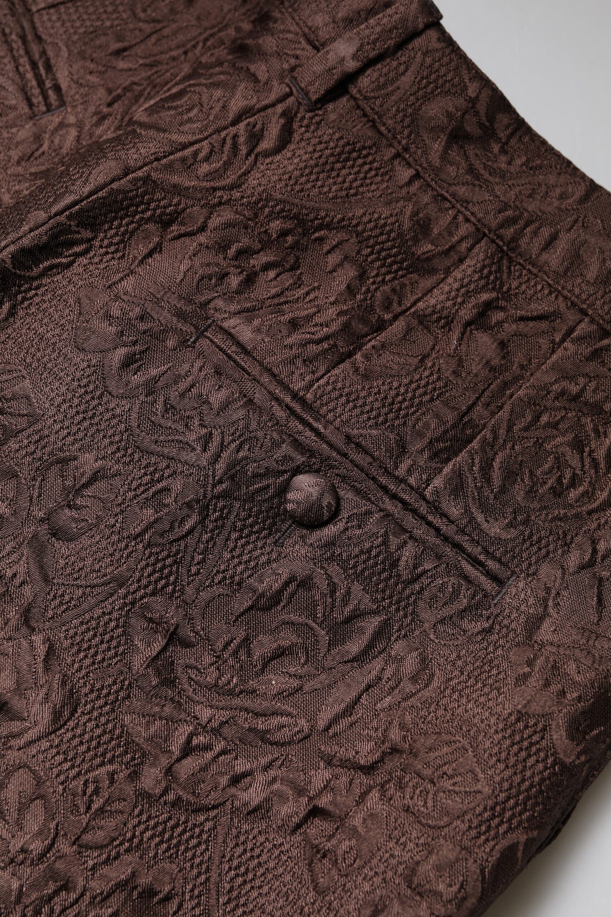 Dolce & Gabbana Brown Floral Brocade Mid-Rise Mini Shorts