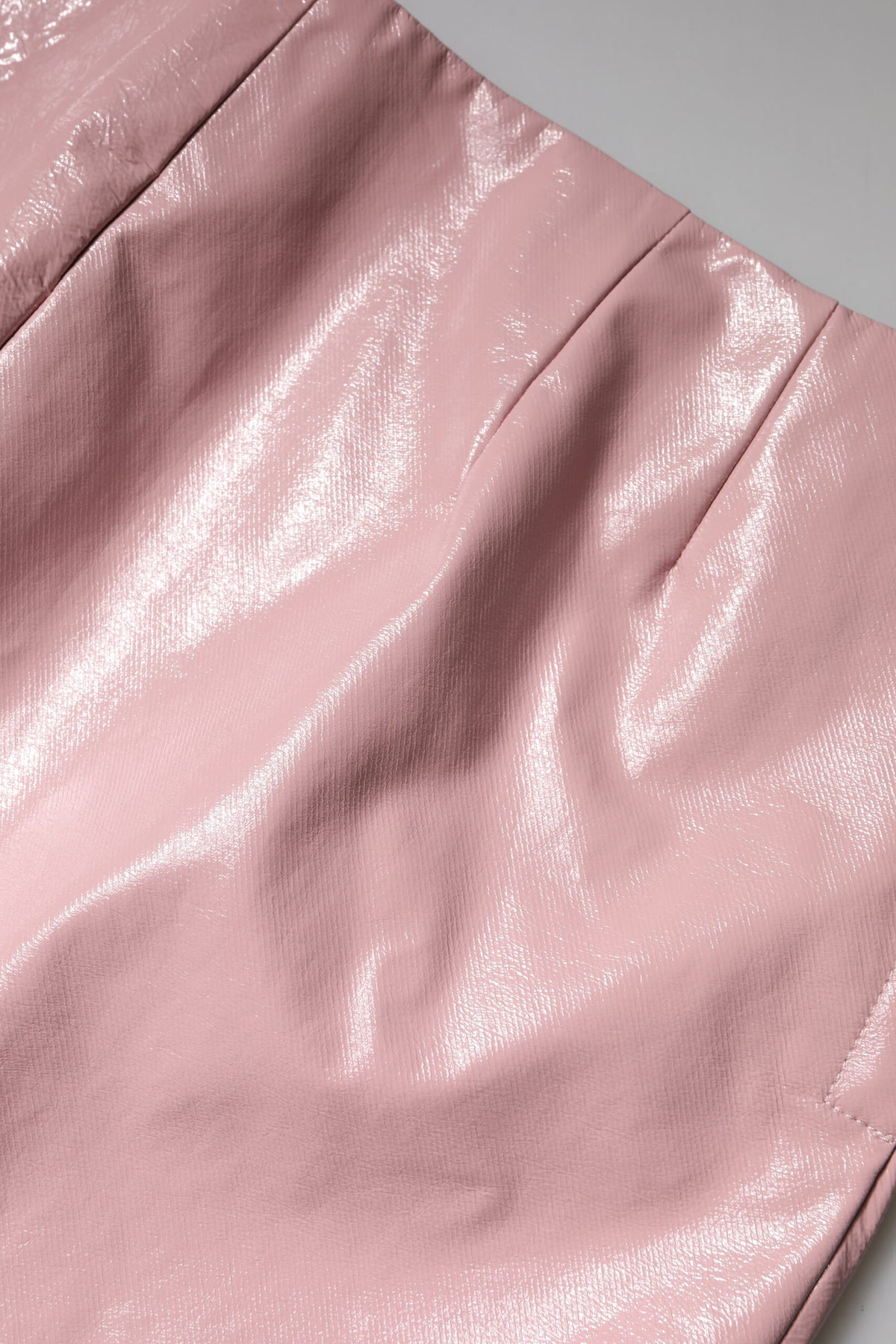 Dolce & Gabbana Glossy Pink High-Waisted Cotton Mini Skirt