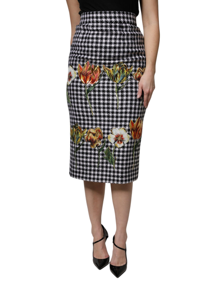 Dolce & Gabbana Multicolor Floral Print High-Waist Pencil Skirt