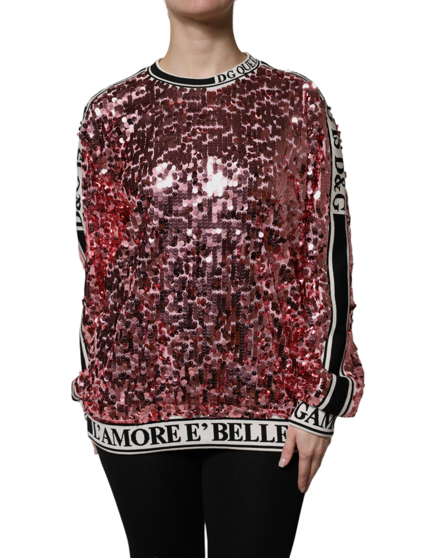 Dolce & Gabbana Pink DG Queen Sequin Sweater