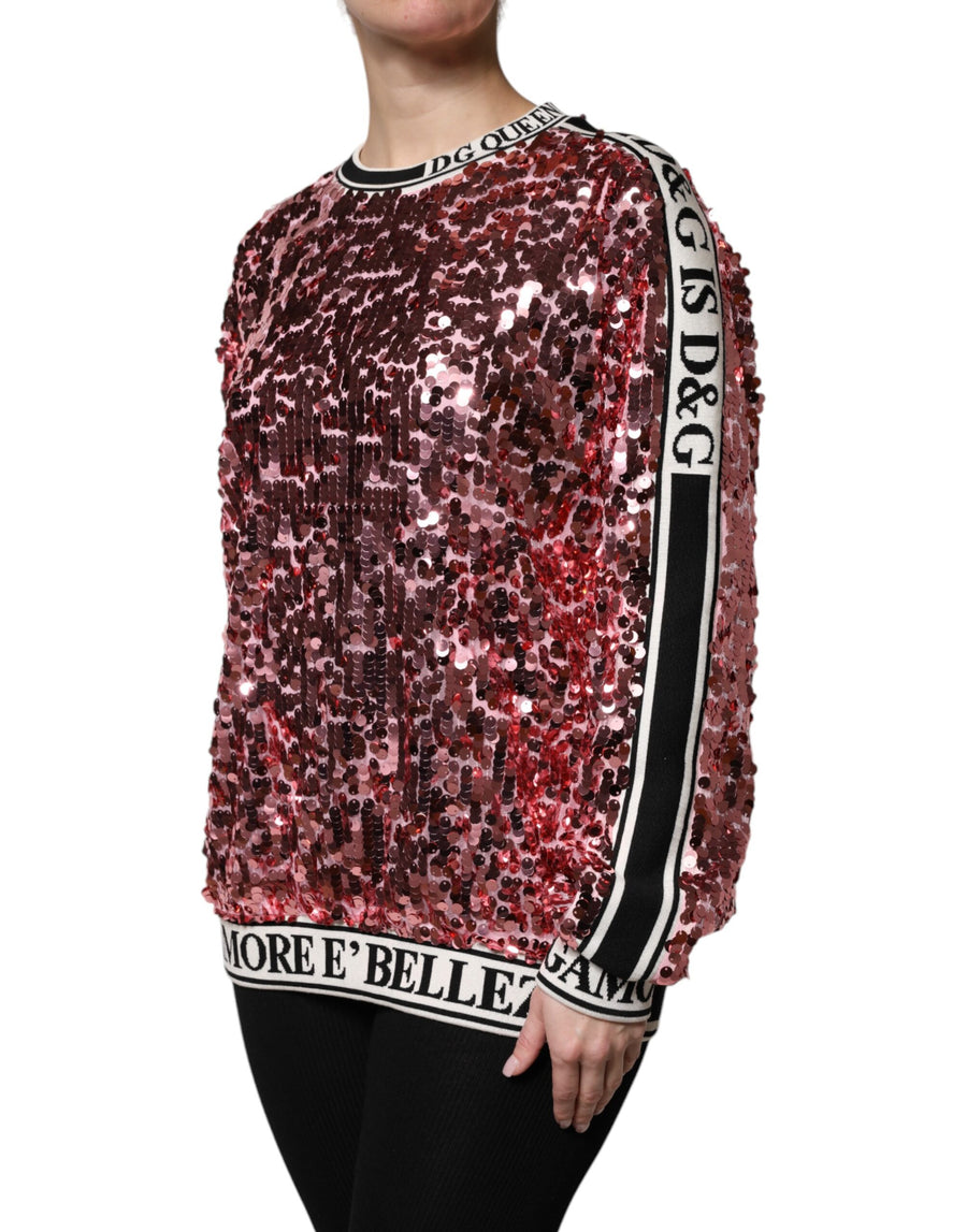 Dolce & Gabbana Pink DG Queen Sequin Sweater