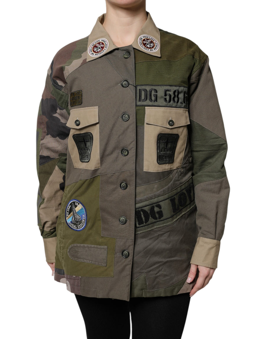 Dolce & Gabbana Cotton Military Green Button Up Jacket