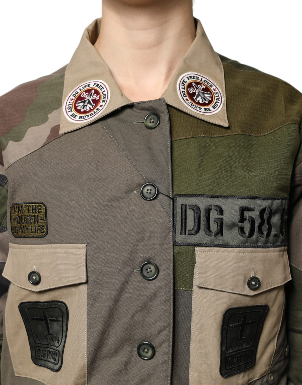 Dolce & Gabbana Cotton Military Green Button Up Jacket