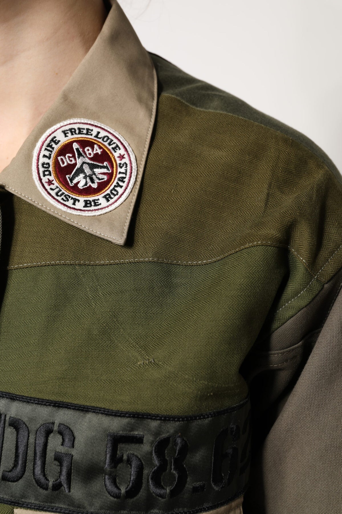 Dolce & Gabbana Cotton Military Green Button Up Jacket