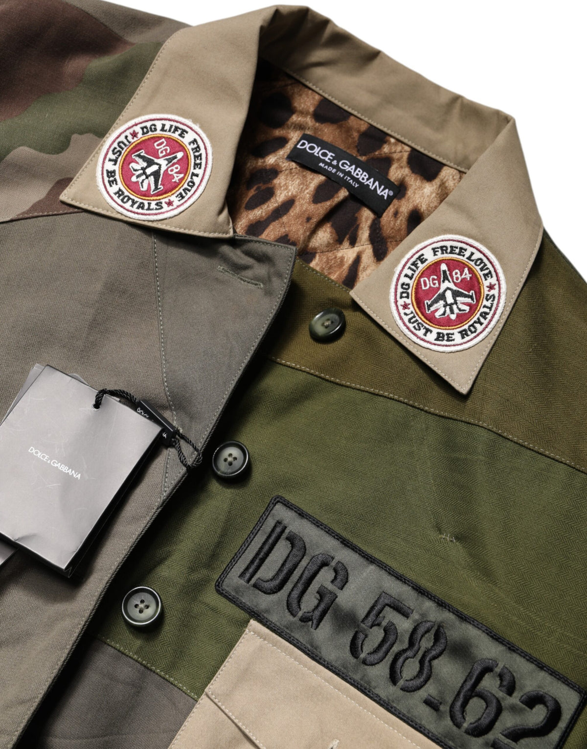 Dolce & Gabbana Cotton Military Green Button Up Jacket