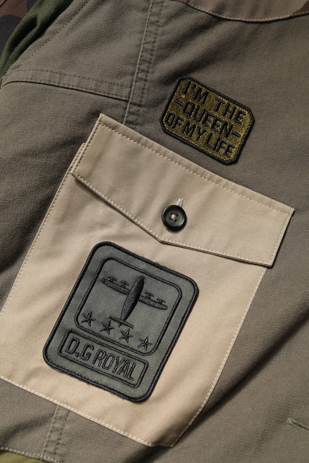 Dolce & Gabbana Cotton Military Green Button Up Jacket
