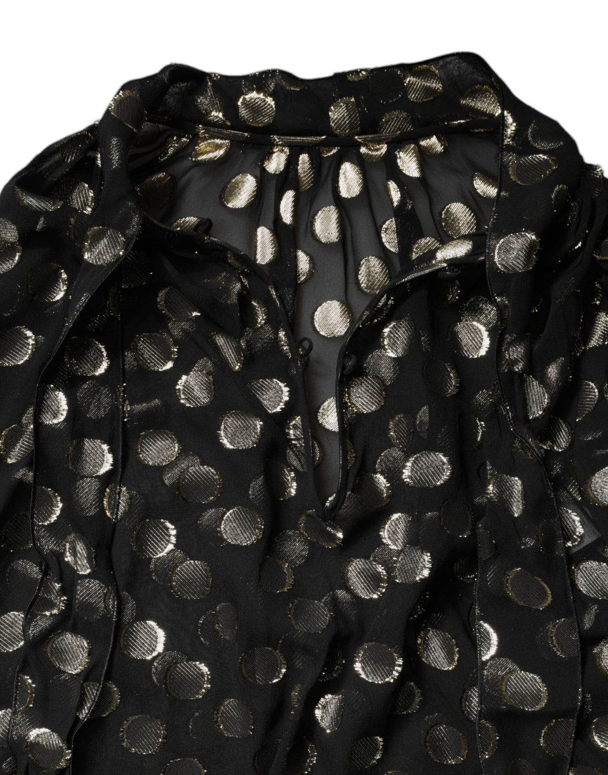 Dolce & Gabbana Black Polka Dot Lace-Up Blouse Top
