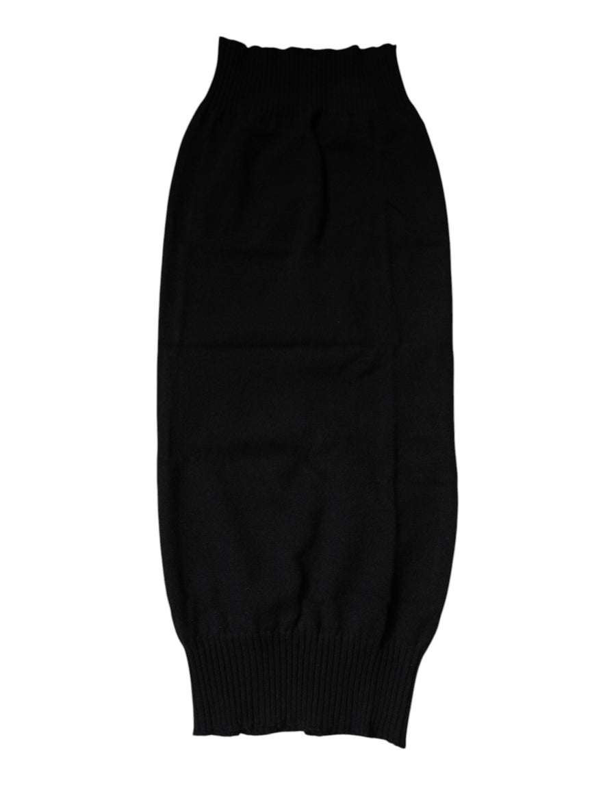 Dolce & Gabbana Black Cashmere Knit Neck Warmer Foulard Scarf