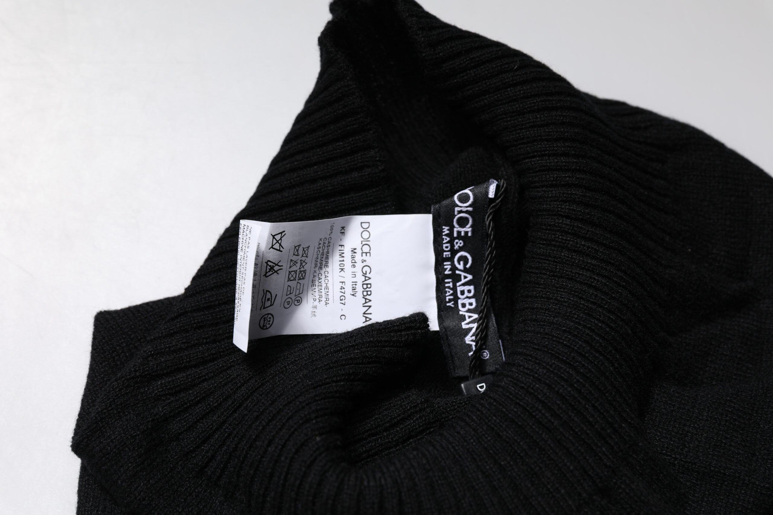Dolce & Gabbana Schwarzer Kaschmir Strick-Halswärmer Foulard-Schal