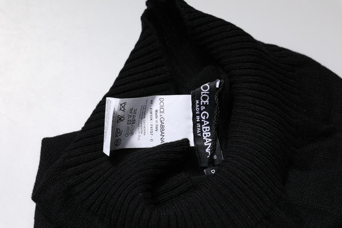 Dolce & Gabbana Black Cashmere Knit Neck Warmer Foulard Scarf