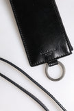 Dolce & Gabbana Schwarzes Leder mit Logo-Prägung Lanyard Kartenhalter Brieftasche