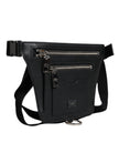 Dolce & Gabbana Schwarzes Kalbsleder Logo Plaque Gürtel Taille Herren Bauchtasche