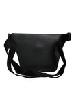 Dolce & Gabbana Schwarzes Kalbsleder Logo Plaque Gürtel Taille Herren Bauchtasche