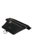 Dolce & Gabbana Schwarzes Kalbsleder Logo Plaque Gürtel Taille Herren Bauchtasche