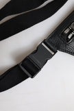 Dolce & Gabbana Schwarzes Kalbsleder Logo Plaque Gürtel Taille Herren Bauchtasche