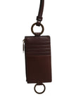 Dolce & Gabbana Braunes Kalbsleder Lanyard Logo Kartenetui Geldbörse