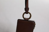 Dolce & Gabbana Braunes Kalbsleder Lanyard Logo Kartenetui Geldbörse